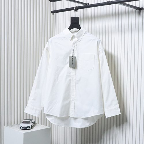 EM Sneakers Balenciaga Classic Rhinestone Logo Long sleeved Shirt White