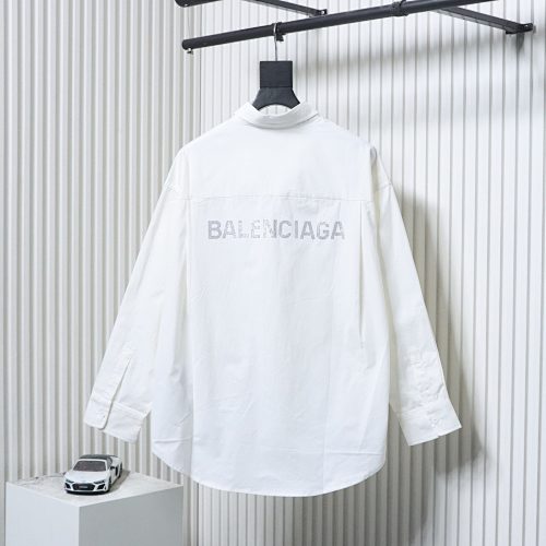 EM Sneakers Balenciaga Classic Rhinestone Logo Long sleeved Shirt White