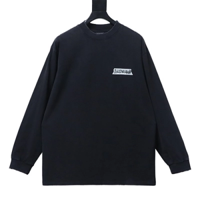 EM Sneakers Balenciaga Crewneck Long Sleeve Oversized Shirt Faded Washed Black 01