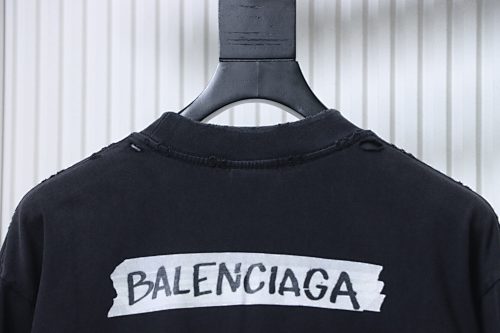 EM Sneakers Balenciaga Crewneck Long Sleeve Oversized Shirt Faded Washed Black