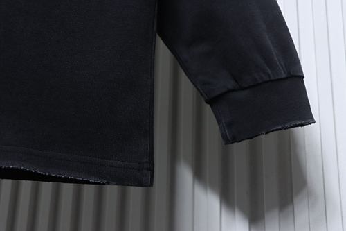 EM Sneakers Balenciaga Crewneck Long Sleeve Oversized Shirt Faded Washed Black