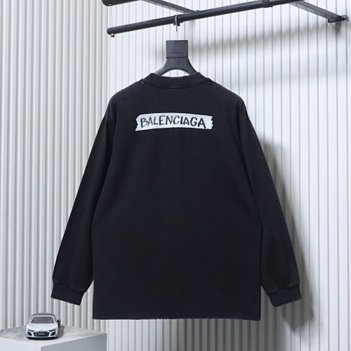 EM Sneakers Balenciaga Crewneck Long Sleeve Oversized Shirt Faded Washed Black