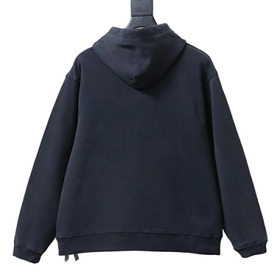 EM Sneakers Balenciaga Oversized Drawstring Hoodie Washed Black White 02