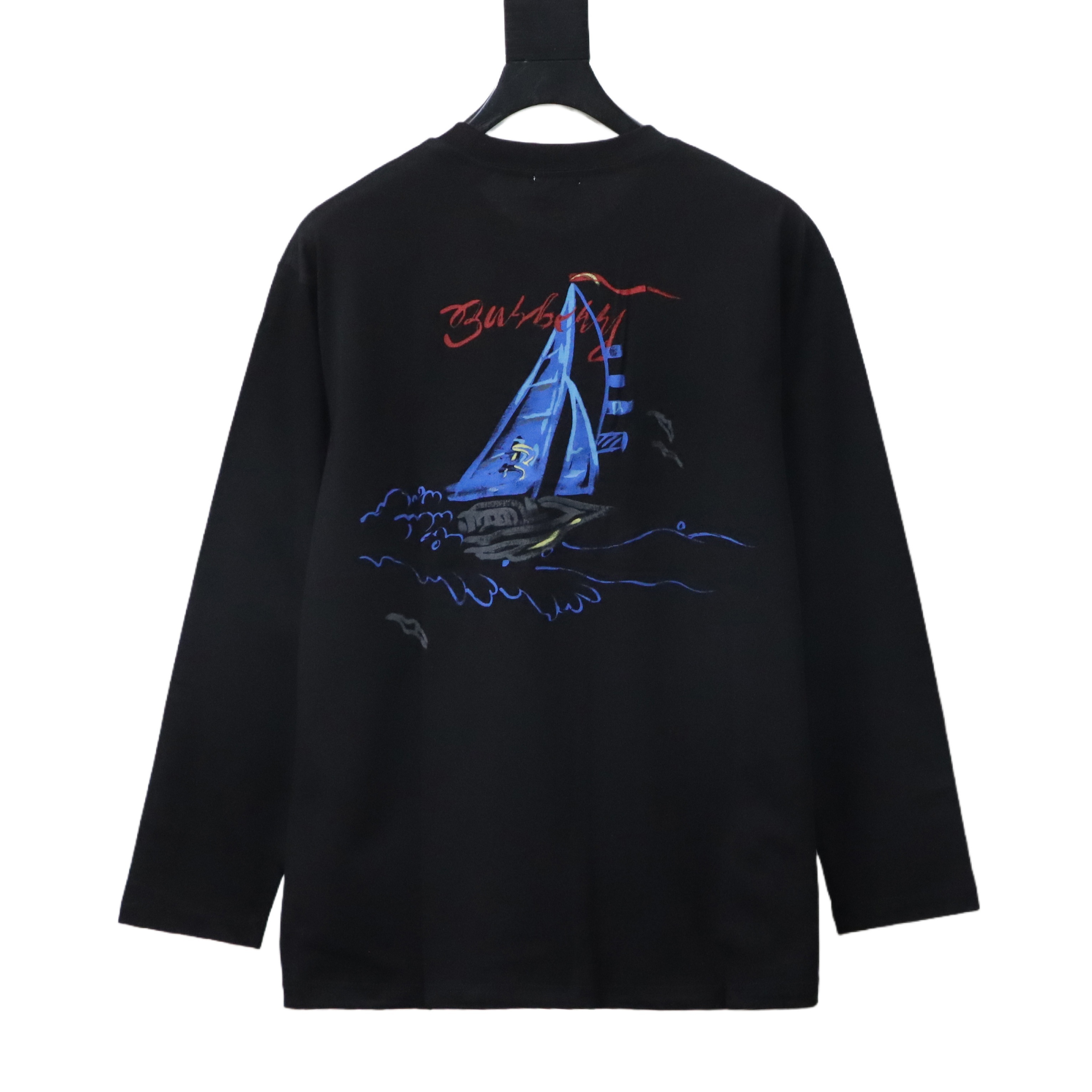 EM Sneakers Burberry 25Fw Letter Sailboat Print Long Sleeve Shirt Black