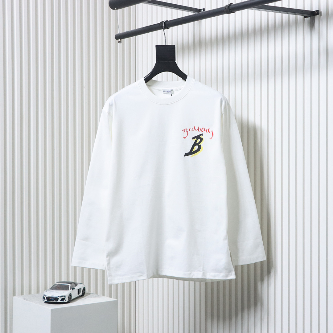 EM Sneakers Burberry 25Fw Letter Sailboat Print Long Sleeve Shirt White