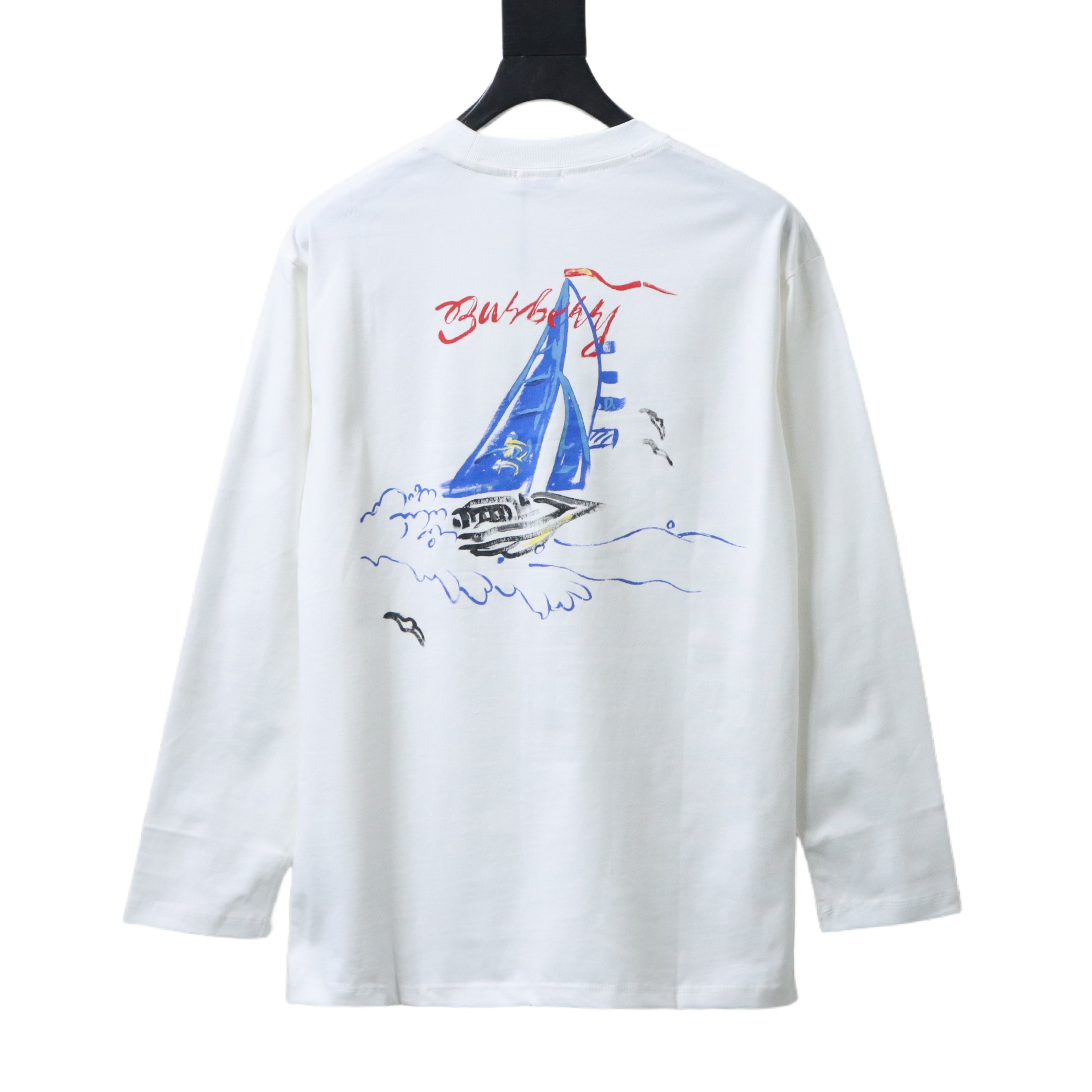 EM Sneakers Burberry 25Fw Letter Sailboat Print Long Sleeve Shirt White