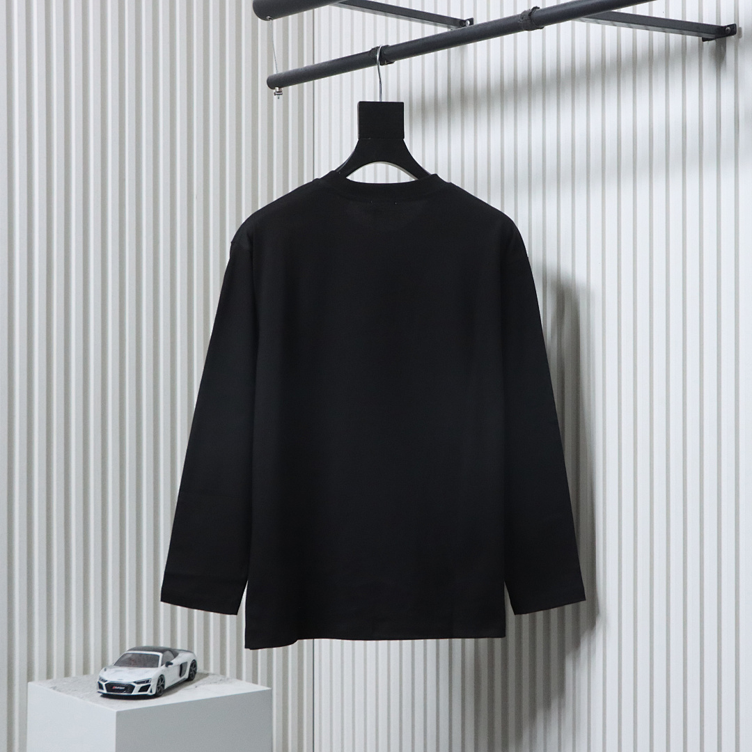 EM Sneakers Burberry 25Fw Signature Logo Embroidered Long-Sleeve Shirt Black