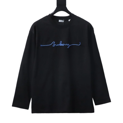 EM Sneakers Burberry 25Fw Signature Logo Embroidered Long-Sleeve Shirt Black 01