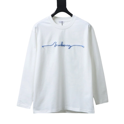 EM Sneakers Burberry 25Fw Signature Logo Embroidered Long-Sleeve Shirt White 01