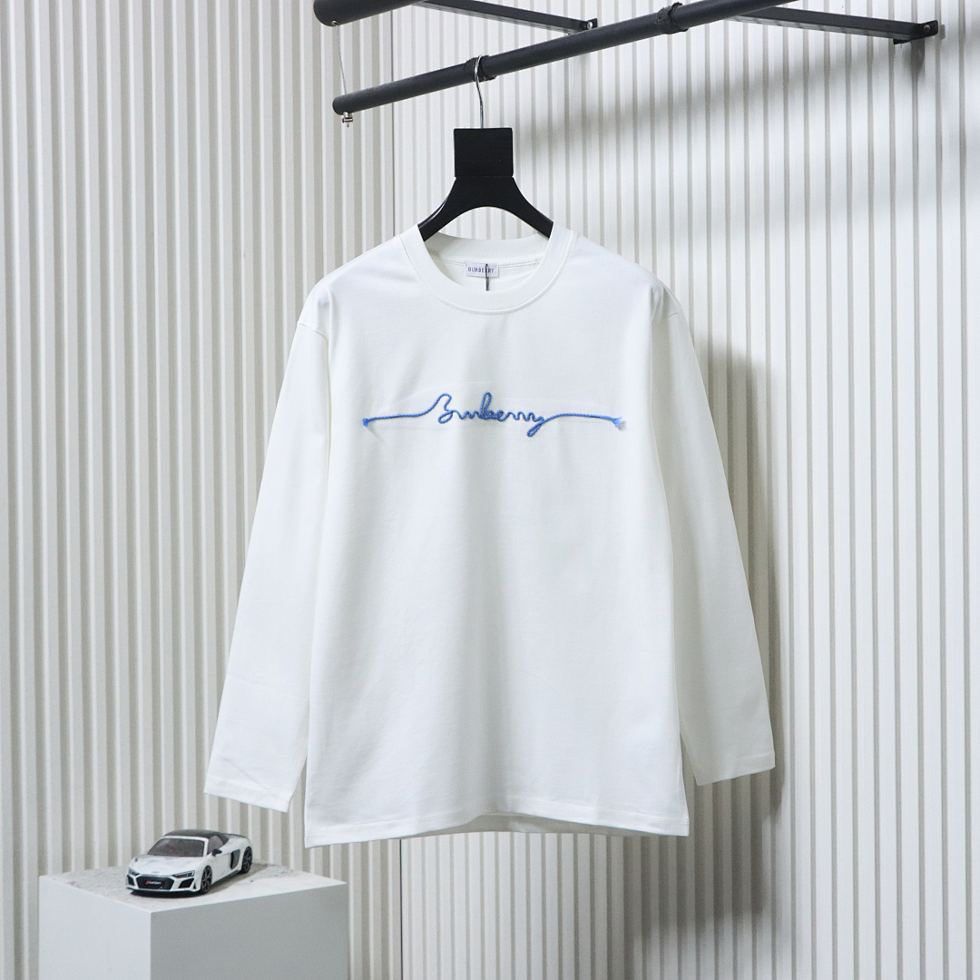 EM Sneakers Burberry 25Fw Signature Logo Embroidered Long-Sleeve Shirt White