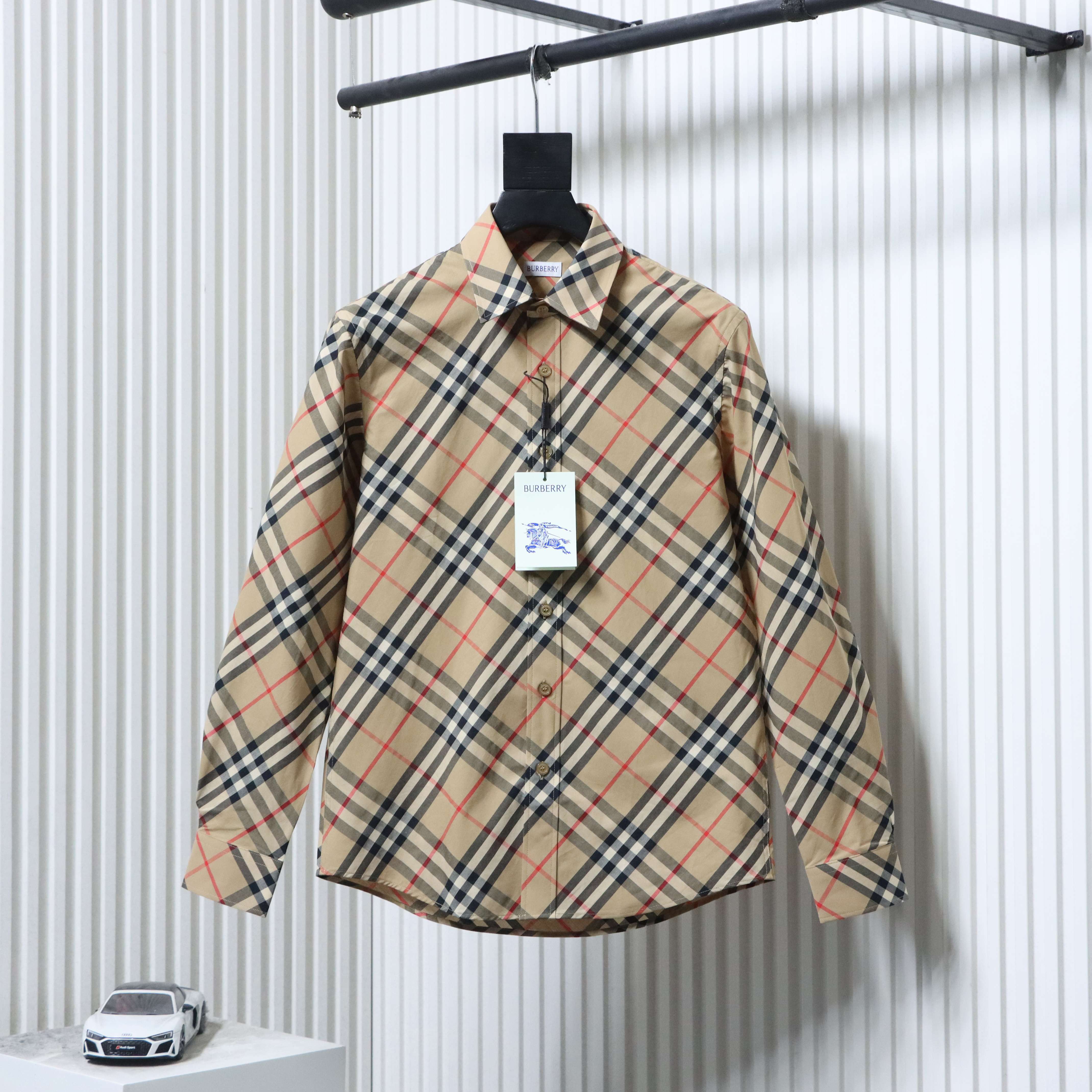 EM Sneakers Burberry Archive Check Long Sleeve Shirt Beige