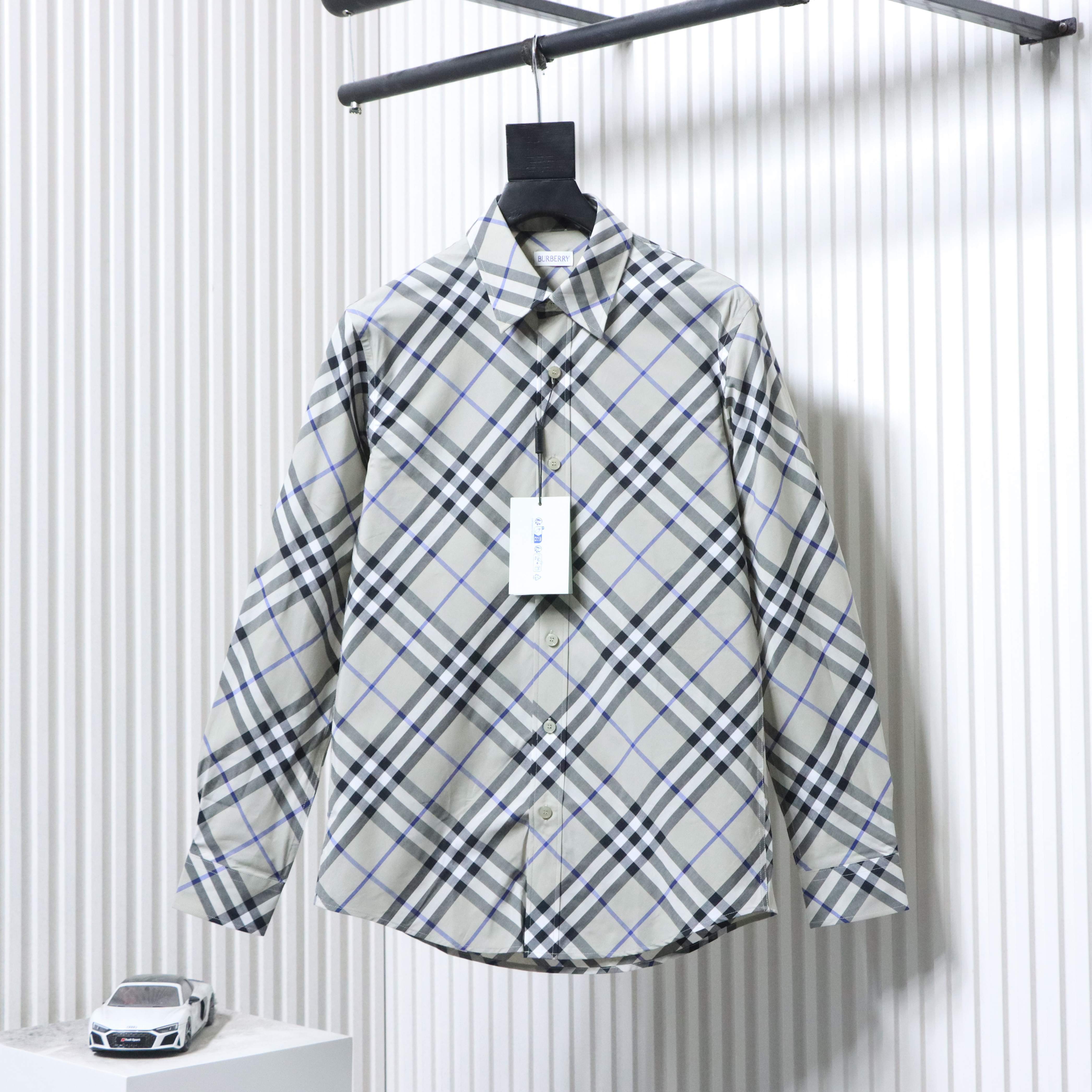 EM Sneakers Burberry Archive Check Long Sleeve Shirt Gray