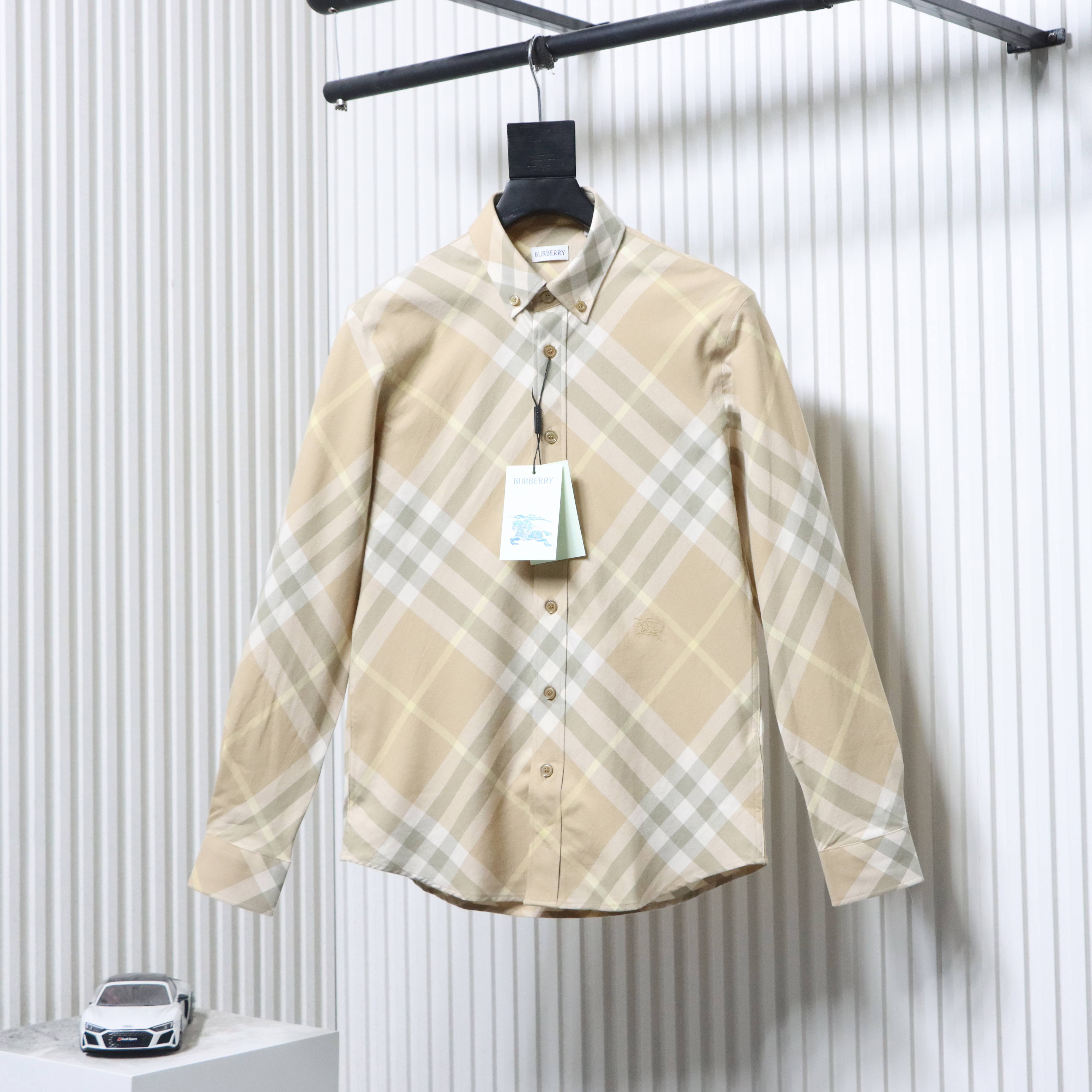 EM Sneakers Burberry Archive Check Long Sleeve Shirt Khaki