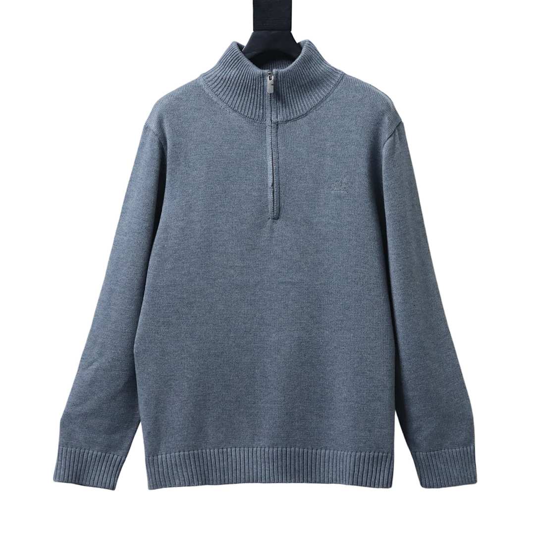 EM Sneakers Burberry Cashmere-Blend Quarter-Zip Slim Sweater Gray