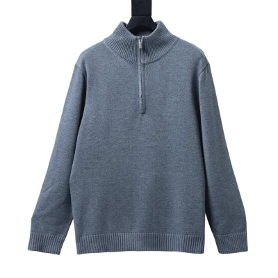 EM Sneakers Burberry Cashmere-Blend Quarter-Zip Slim Sweater Gray 01