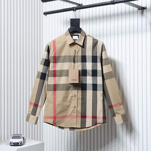EM Sneakers Burberry Check Stretch Cotton Poplin Long Sleeve Shirt Archive Beige