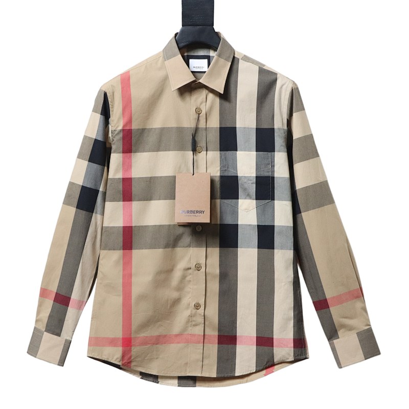EM Sneakers Burberry Check Stretch Cotton Poplin Long Sleeve Shirt Archive Beige