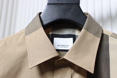 EM Sneakers Burberry Check Stretch Cotton Poplin Long Sleeve Shirt Archive Beige