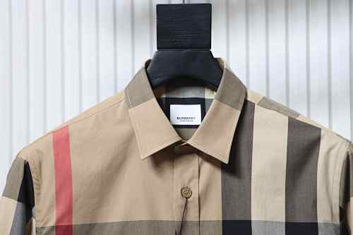 EM Sneakers Burberry Check Stretch Cotton Poplin Long Sleeve Shirt Archive Beige