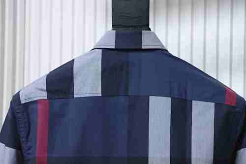 EM Sneakers Burberry Check Stretch Cotton Poplin Long Sleeve Shirt Archive Blue