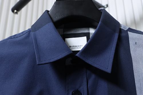 EM Sneakers Burberry Check Stretch Cotton Poplin Long Sleeve Shirt Archive Blue