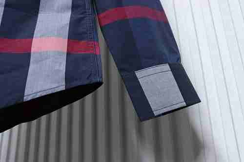 EM Sneakers Burberry Check Stretch Cotton Poplin Long Sleeve Shirt Archive Blue