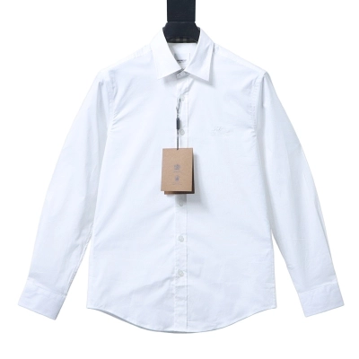EM Sneakers Burberry Classic Horse Logo Embroidered Long Sleeve Shirt White 01