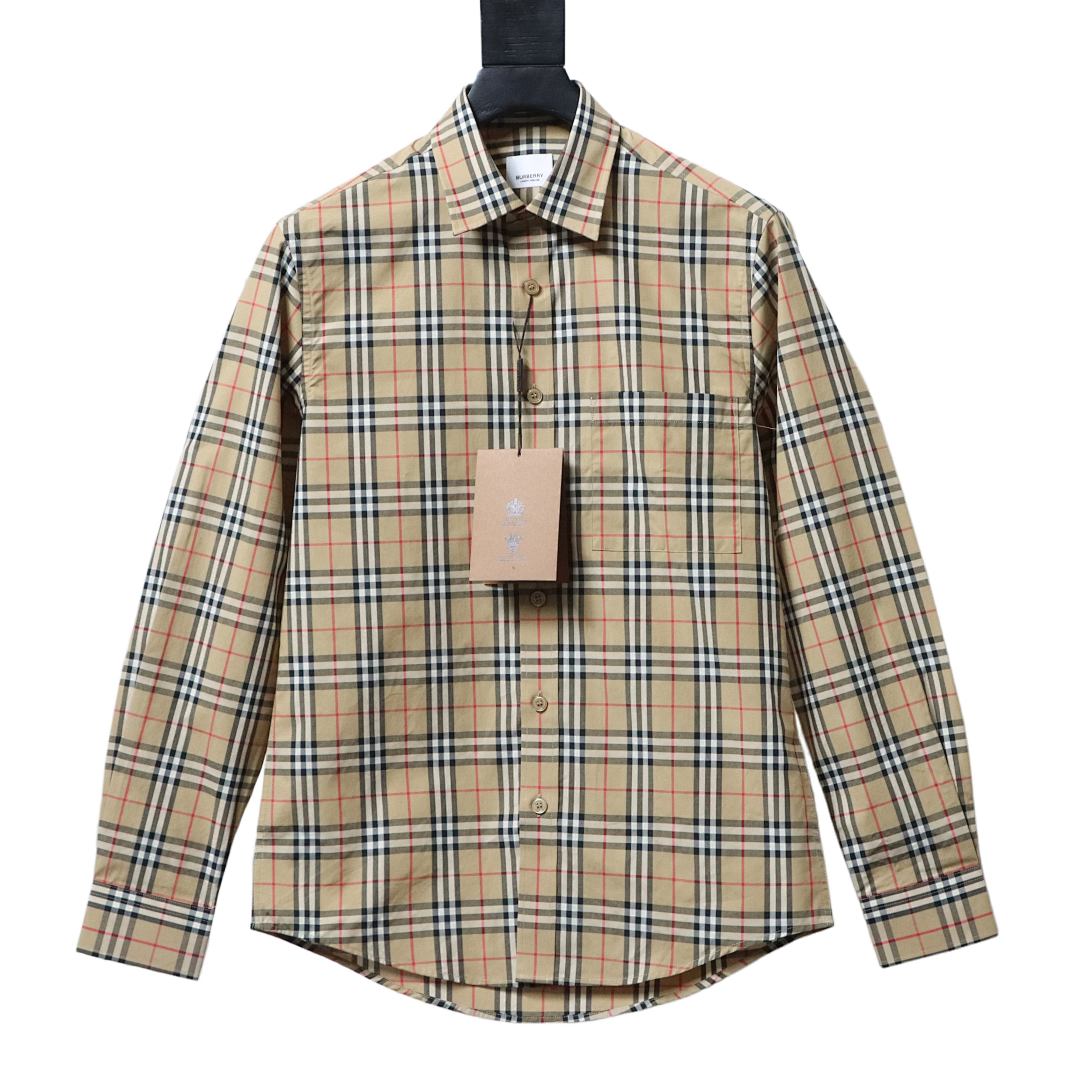 EM Sneakers Burberry Small Scale Check Long Sleeve Shirt Beige