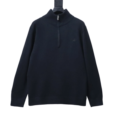 EM Sneakers Burberry Cashmere-Blend Quarter-Zip Slim Sweater Navy 01