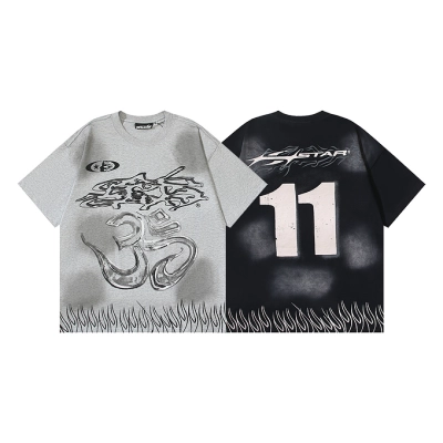 EM Sneakers Hellstar T-Shirt #6727 Washed Black /Gray 01