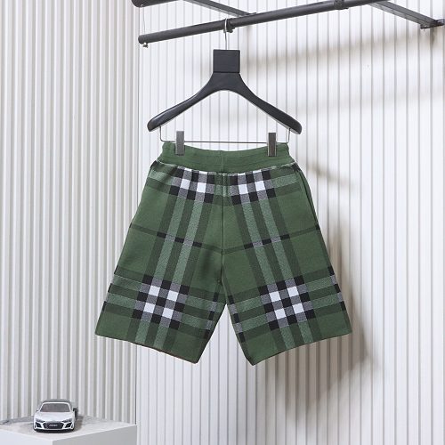 EM Sneakers Burberry Checked Silk and Wool-blend Jacquard Drawstring Shorts Green