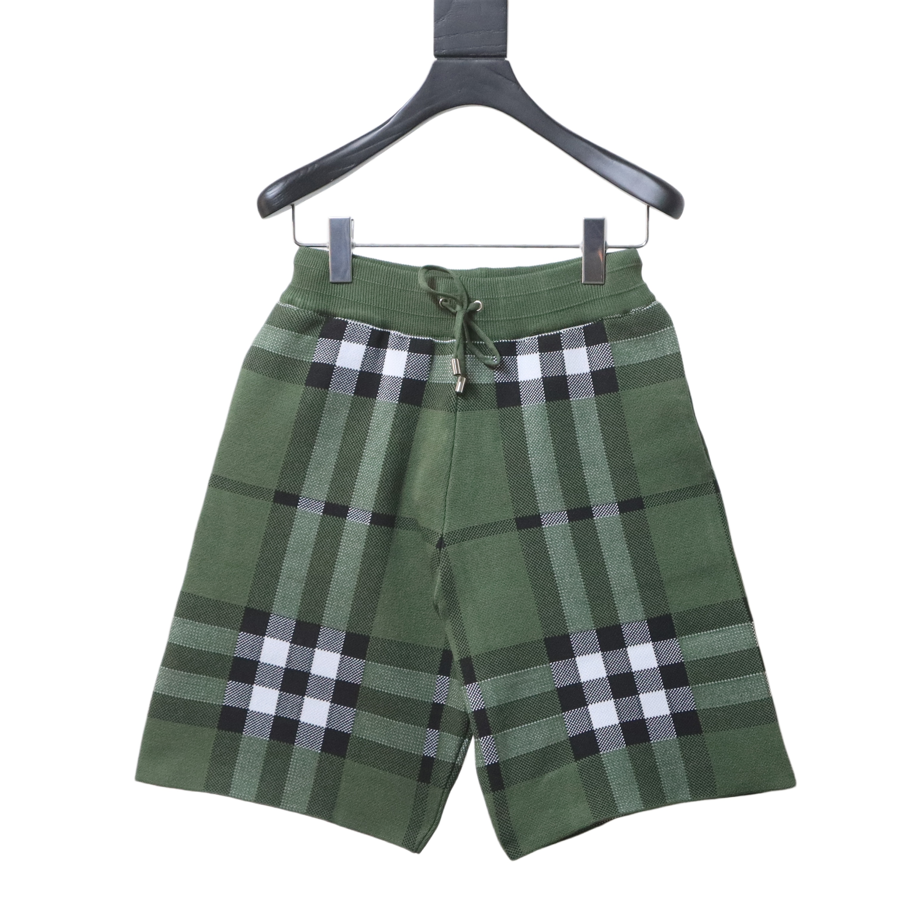 EM Sneakers Burberry Checked Silk and Wool-blend Jacquard Drawstring Shorts Green