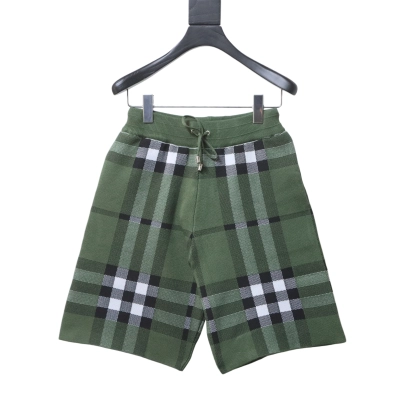 EM Sneakers Burberry Checked Silk and Wool-blend Jacquard Drawstring Shorts Green 01
