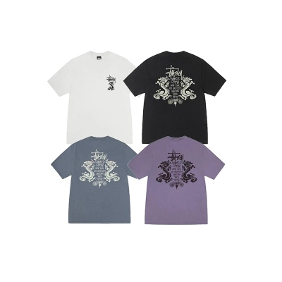 EM Sneakers Stussy Dragon Letter Print T-shirt #XB2190 Black /White /Blue /Purple 01
