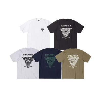 EM Sneakers Stussy Dragon Triangle Print T-shirt #XB2191 Black /White /Khaki /Navy /Gray 01