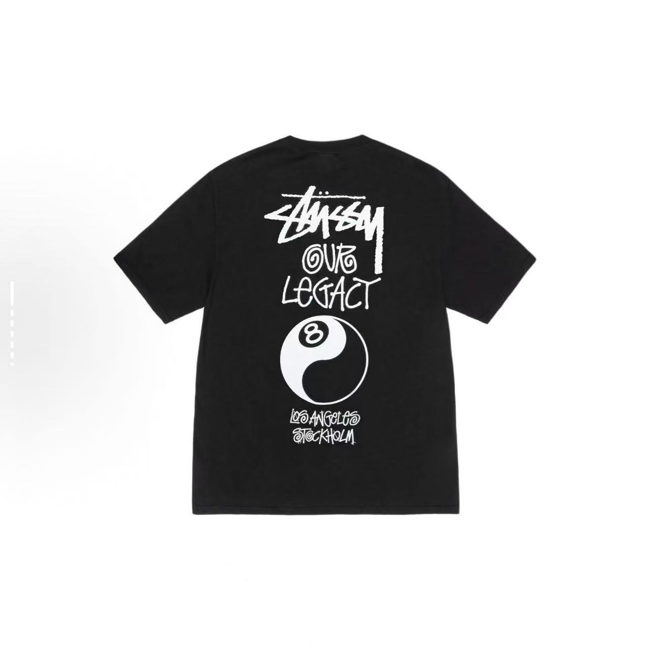 EM Sneakers Stussy Eight Trigrams Ball Print T-shirt #XB2195 Black /Yellow /Coffee
