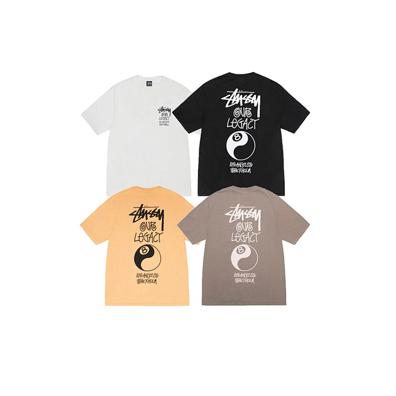 EM Sneakers Stussy Eight Trigrams Ball Print T-shirt #XB2195 Black /Yellow /Coffee