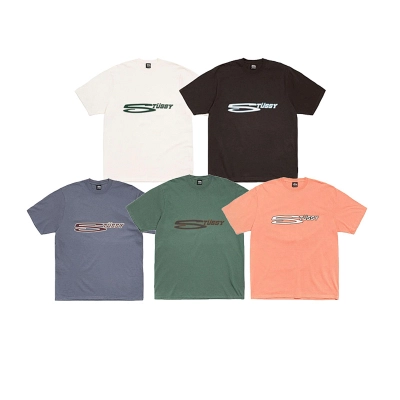 EM Sneakers Stussy Letter Print T-shirt #XB2193 Black /White /Orange /Blue /Green 01