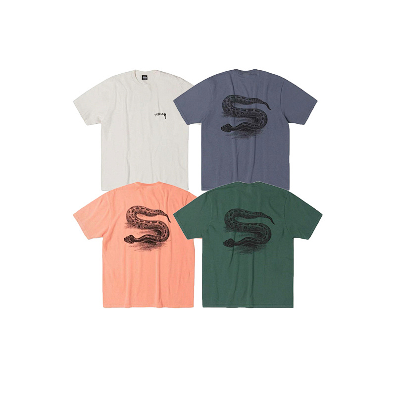 EM Sneakers Stussy Snake Print T-shirt #XB2189 White /Green /Blue /Orange