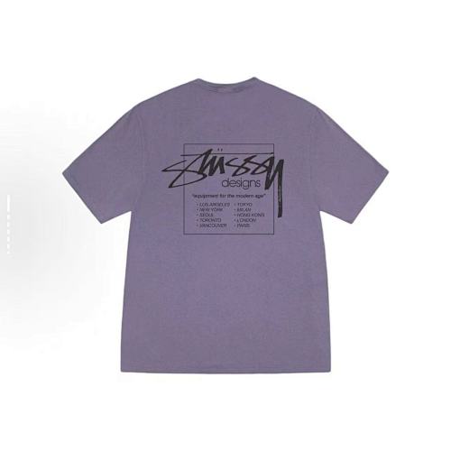 EM Sneakers Stussy Square Letter Print T-shirt #XB2194 Black /White /Yellow /Blue /Purple