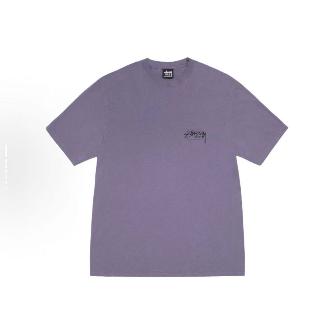 EM Sneakers Stussy Square Letter Print T-shirt #XB2194 Black /White /Yellow /Blue /Purple