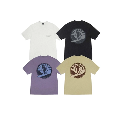 EM Sneakers Stussy Surf Print T-shirt #XB2186 Black /White /Khaki /Purple 01