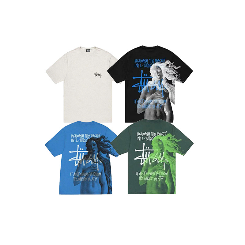 EM Sneakers Stussy Women's Printed T-shirt #XB2182 Black /White /Blue /Green