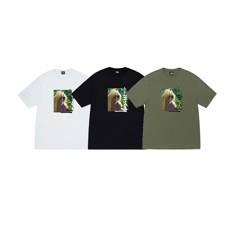 EM Sneakers Stussy Women's Printed T-shirt #XB2185 Black /White /Green