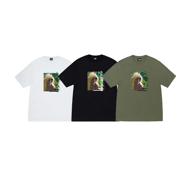 EM Sneakers Stussy Women's Printed T-shirt #XB2185 Black /White /Green 01