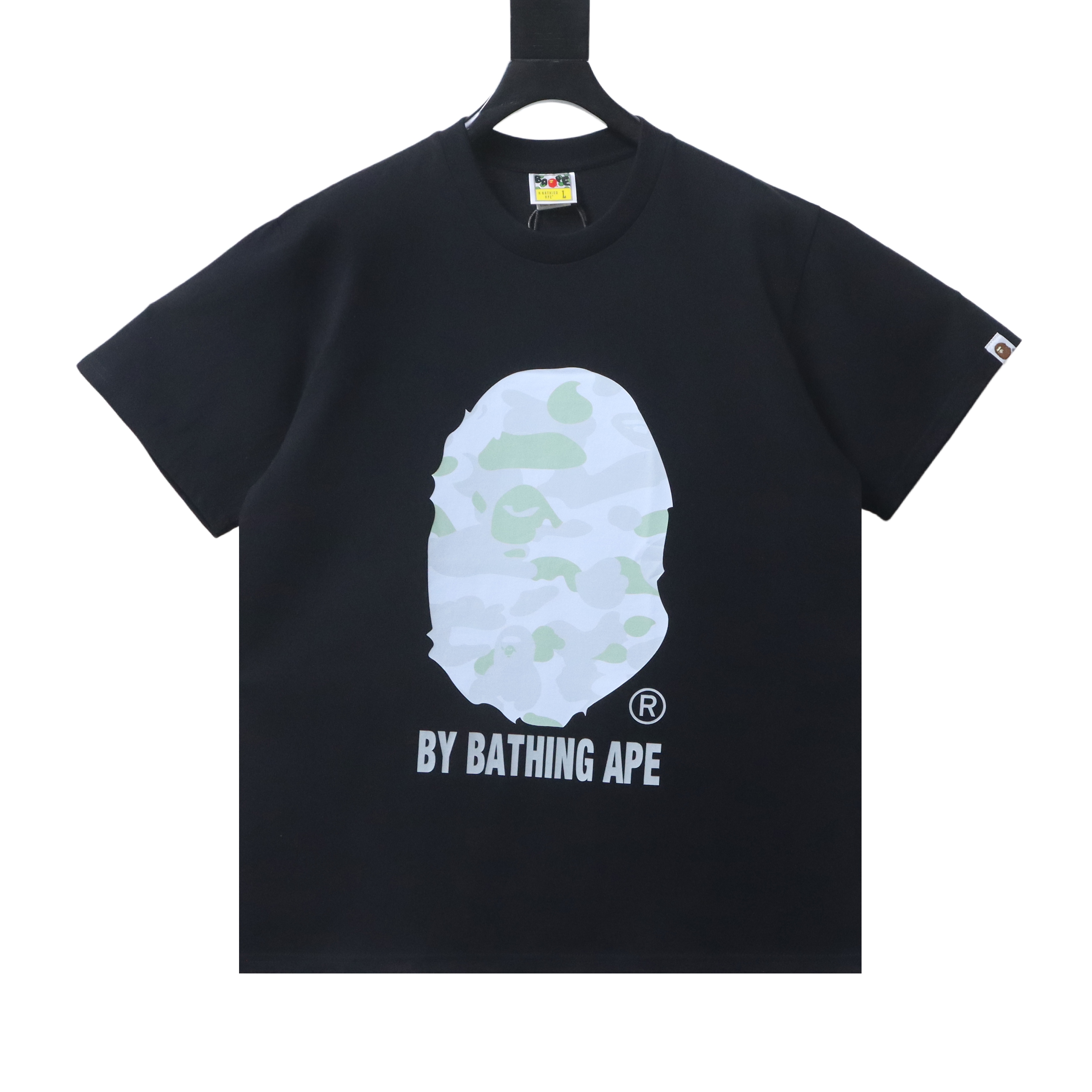 EM Sneakers BAPE 26ss Macaron Ape Head Letter Print T-shirt Black