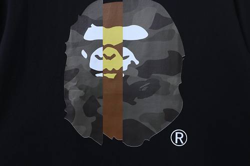 EM Sneakers BAPE 26SS Vertical Stripe Color Block Camouflage Ape Head Print T-Shirtt Black