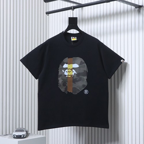 EM Sneakers BAPE 26SS Vertical Stripe Color Block Camouflage Ape Head Print T-Shirtt Black
