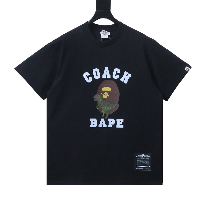 EM Sneakers BAPE x COACH 26SS Collaboration Dinosaur and Ape Head Print T-Shirt Black
