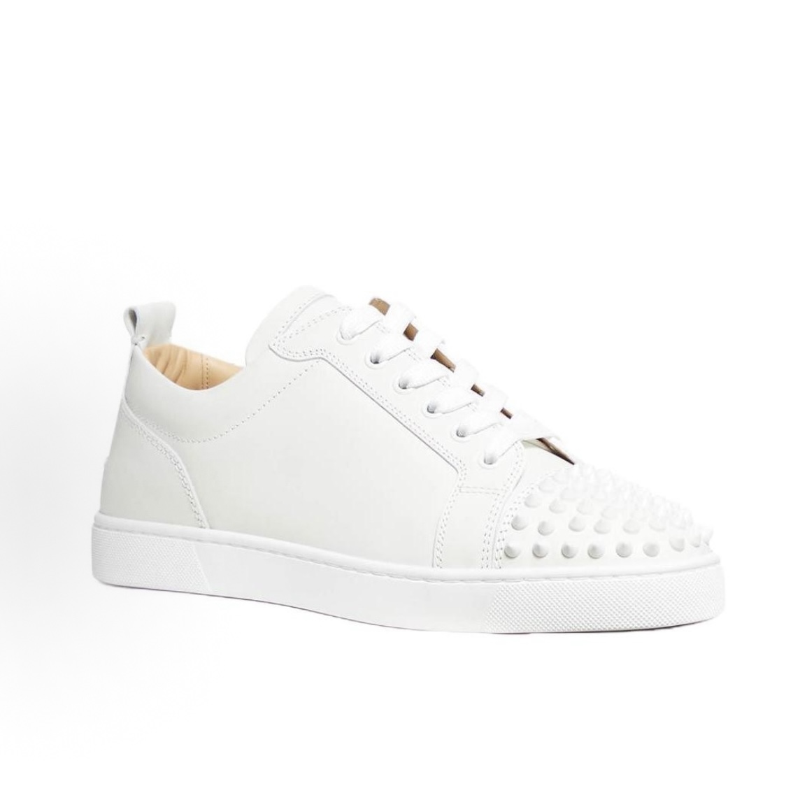 EM Sneakers Christian Louboutin Louis Junior Spikes Sneakers Calf Leather and Spikes White